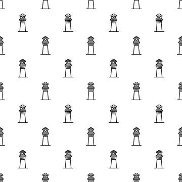 Lighthouse outlined pattern repeat on white background 库存插图