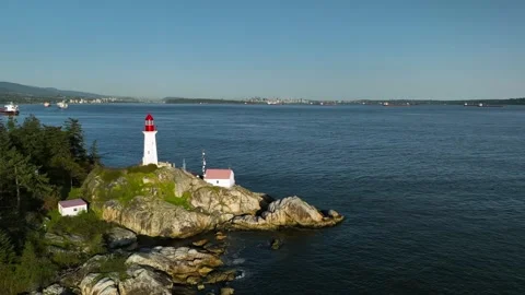 Lighthouse outside Vancouver on the Pacific Ocean Stock Footage 241369946