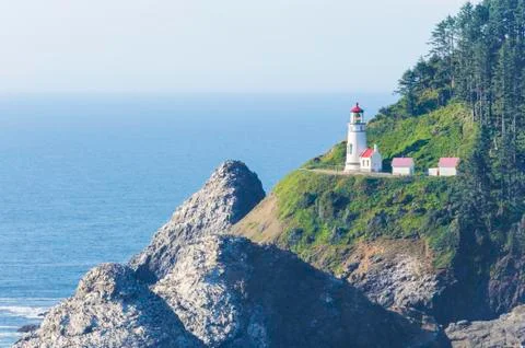 Lighthouse on the Pacific Coast Stock Photos