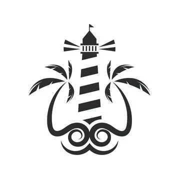Lighthouse palm tree icon  vector illustration concept design Ilustración de archivo