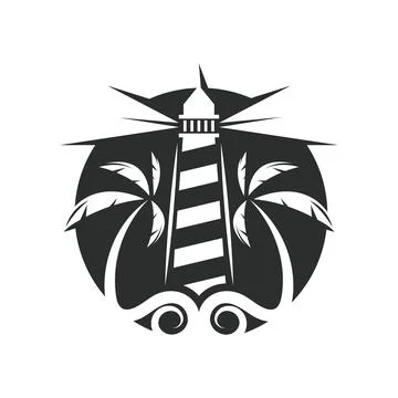 Lighthouse palm tree icon  vector illustration design Ilustración de archivo