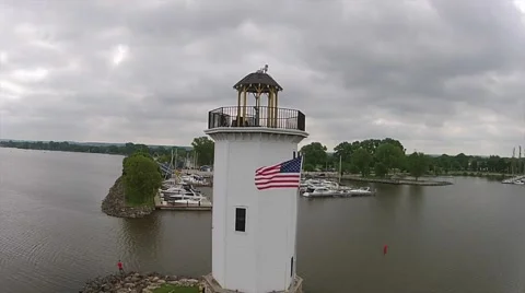 Lighthouse pan with drone Stock Footage 52298127