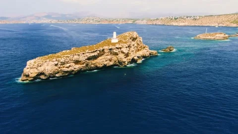 Lighthouse panoramic yachts Stock Footage 159543673