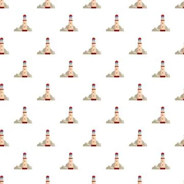 Lighthouse pattern creating a repeating maritime navigation background Stock Illustration