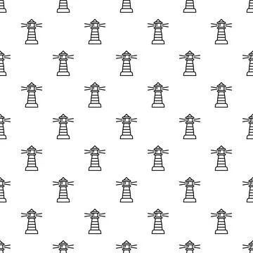 Lighthouse pattern creating seamless nautical background design Stock Illustration