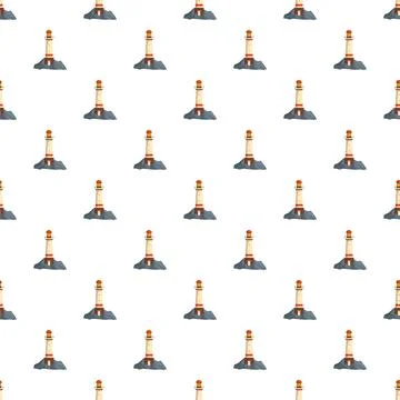 Lighthouse pattern illuminating dangerous rocks for navigation Ilustración de archivo