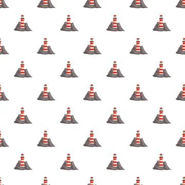 Lighthouse pattern repeating on white background Stock Illustration