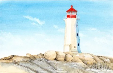 Lighthouse in Peggy's Cove Stock Illustration