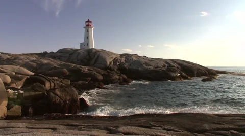 Lighthouse at Peggys Cove, Nova Scotia. Stock Footage