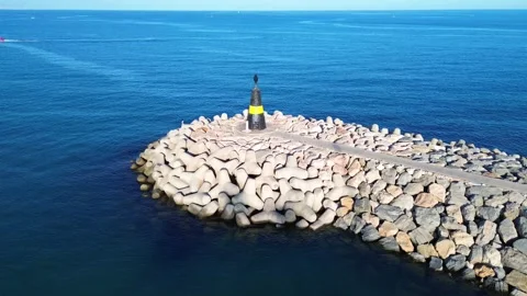 Lighthouse on the pier Stock Footage 284857931