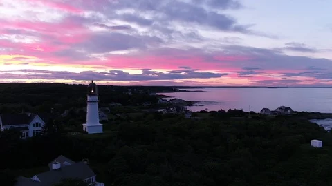 Lighthouse with Pink Sky Stock Footage 115502039