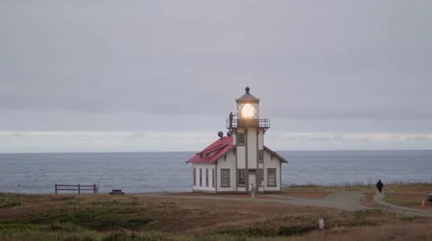 Lighthouse at Point Cabrillo, morning Stock Footage 64887217