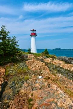 The Lighthouse Point Lighthouse is an active lighthouse in Beaver Harbour, .. Stock Photos