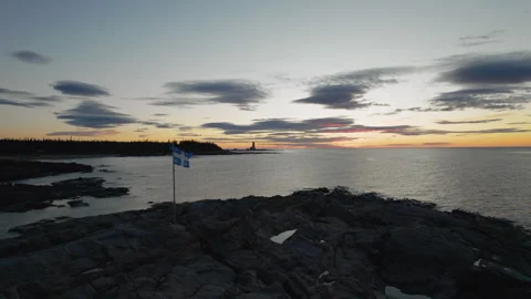 Lighthouse Pointe des Monts 01 Video stock 247519858
