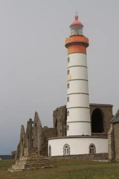Lighthouse of Pointe Saint Mathieu in Brittany Stock Photos
