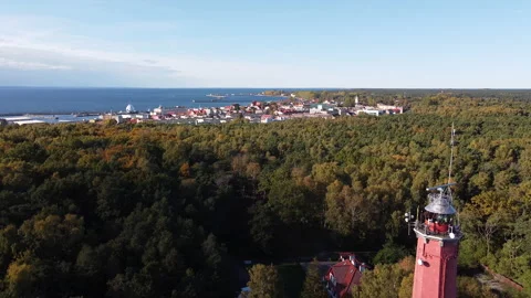 Lighthouse on the Polish peninsula hel Vídeos de archivo 227899042
