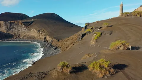 Lighthouse of Ponta dos Capelinhos, Faial Island, Azores Stock-Footage 256244665