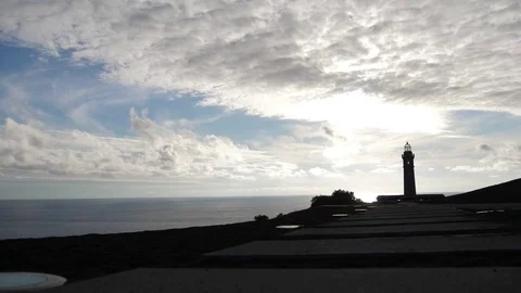 Lighthouse of ponta dos capelinhos sunset faial azores portugal 4k Stock Footage