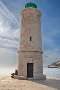 Lighthouse at the port of cassis Stock Photos