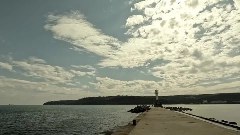 Lighthouse at the port of Varna Stock Footage 286789240