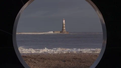 LIGHTHOUSE PORTHOLE IN STORM Stock Footage 71397816