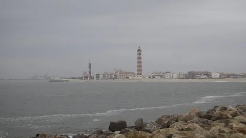 Lighthouse Praia da Barra Aveiro Portugal Stock Footage 101756433