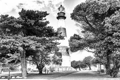 Lighthouse in Punta Mogotes , Buenos Aires province , Argentina Stock Photos
