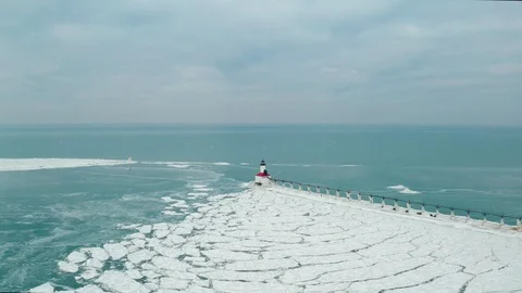 Lighthouse Push In with Ice Stock-Footage 108132329