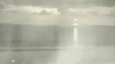 Lighthouse with rain Stock Footage 940240