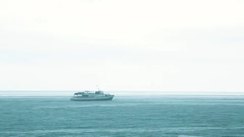 Lighthouse in the rain, the rain boat Stock Footage 76518051