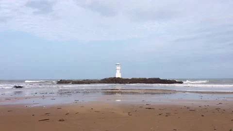 The lighthouse in the rainy day Stock Footage 134601353