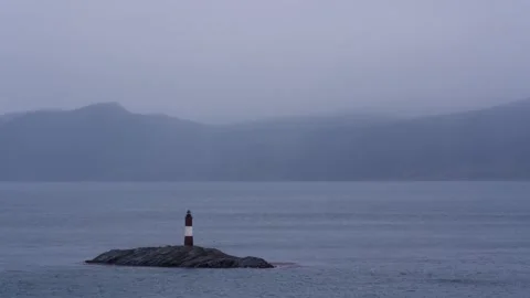 Lighthouse on Remote Island in Tierra Del Fuego Ushuaia Argentina Stock Footage 277920133