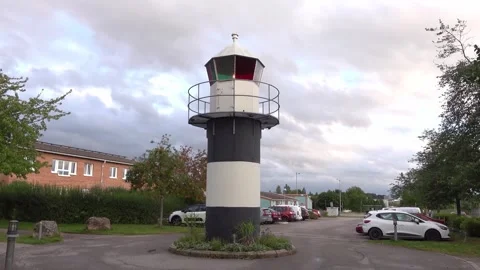 Lighthouse in residential area Stock Footage 282884593