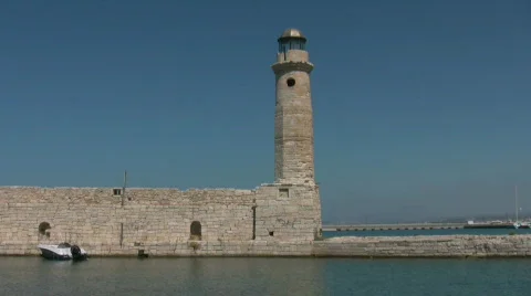 Lighthouse in Rethymno Stock Footage 534223