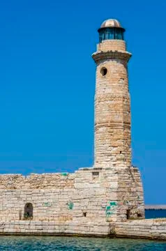 Lighthouse in rethymno, greece Stock Photos
