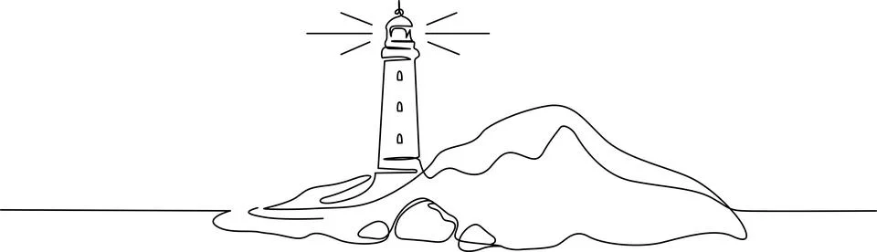 Lighthouse on rocky shore Vector 스톡 일러스트
