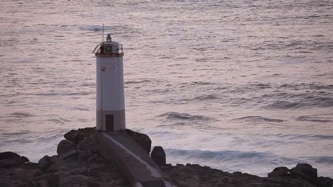 Lighthouse Roncudo at sunset. Spain 스톡 동영상 87656674