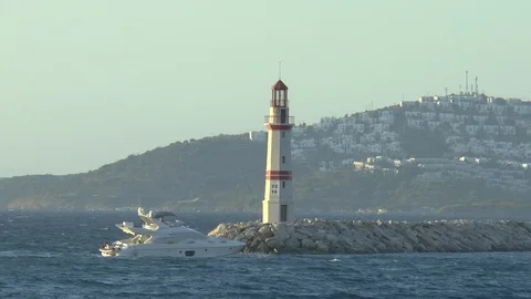 Lighthouse Rough Sea Stock Footage 118143312