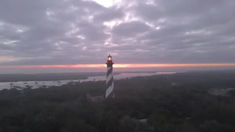 Lighthouse in Saint Augustine at Sunrise Stock Footage