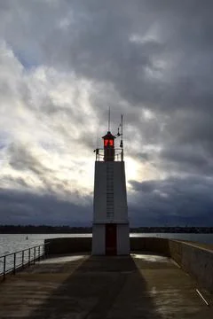 Lighthouse in Saint-Malo with dramatic sky Stock Photos