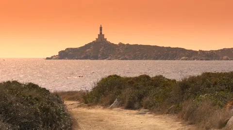 Lighthouse on Sardinia. UHD footage. Video stock 67428593