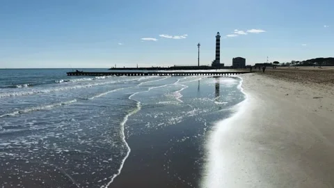 Lighthouse on the Sea beach Stock Footage 235900319