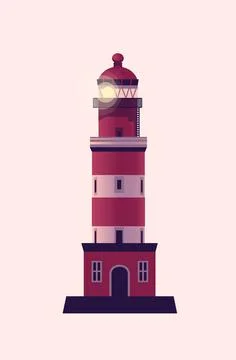 Lighthouse, Sea beacon house. Vector illustration in flat cartoon style. イラスト素材