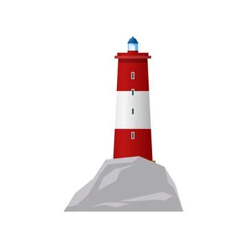 Lighthouse, sea beacon tower light, nautical icon Illustrazione stock