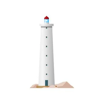 Lighthouse, sea beacon tower light, nautical coast Stock Illustration