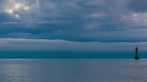 Lighthouse in the sea Stock Footage 39075672