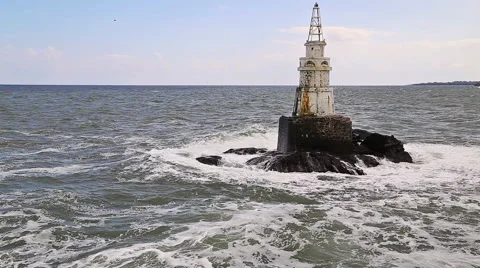 Lighthouse in sea 스톡 동영상 42146150