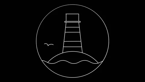 Lighthouse in the sea Stock Footage 168568678
