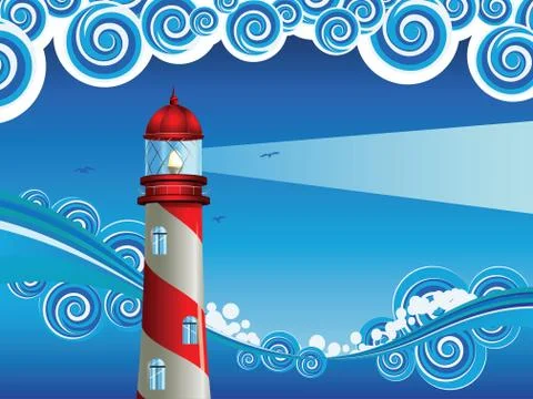 Lighthouse in the Sea Иллюстрация