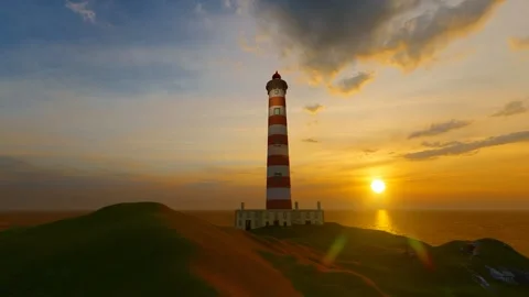 Lighthouse on the sea islands Stock Footage 269103387